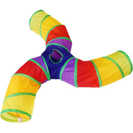 Туннель для котів Bemodst Regenbogen, S-подібний, ігровий, складаний, 3-х шляховий. Підходить для котів, кроликів, хом'яків, цуценят.