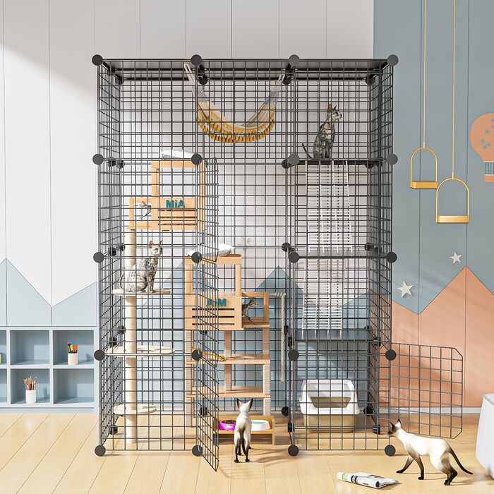 Великий котячий вольєр для дому та вулиці, металевий, знімний, DIY Catio для 1-3 котів, 2x3x4 м, ігровий майданчик