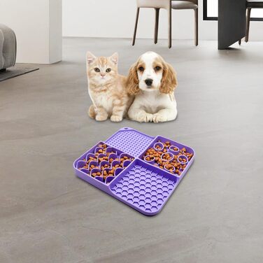 Лежак-ліжечко для собак і котів Kowaku з силіконовим ліжечком для ласощів, фіолетовий