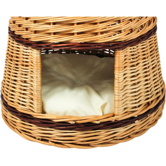 Кігтеточка-лежанка для котів та собак, 2-ярусна, з подушкою, діаметр 47 см, з натуральної лози