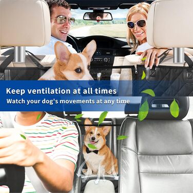 Захист для автосидіння собаки Sosayet - 4-в-1: бокові захисти, вікно, ремінь безпеки. Водостійкий, антиковзний, стійкий до подряпин. 137 x 147 см, підходить для легкових автомобілів, SUV та мінівенів