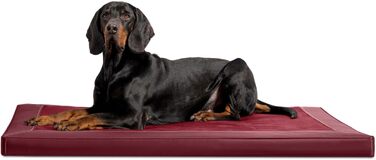 Ортопедичний лежак для собак Tierlando® Carlos VIP Ortho-Medic, 80x60 см, штучна шкіра, віскоеластична піна, темно-червоний