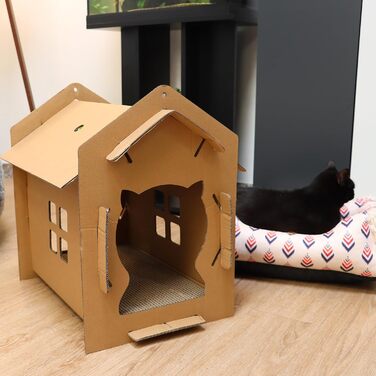 Котячий будиночок-дряпалка Croci з картону, 42x35x50 см, багатокольоровий