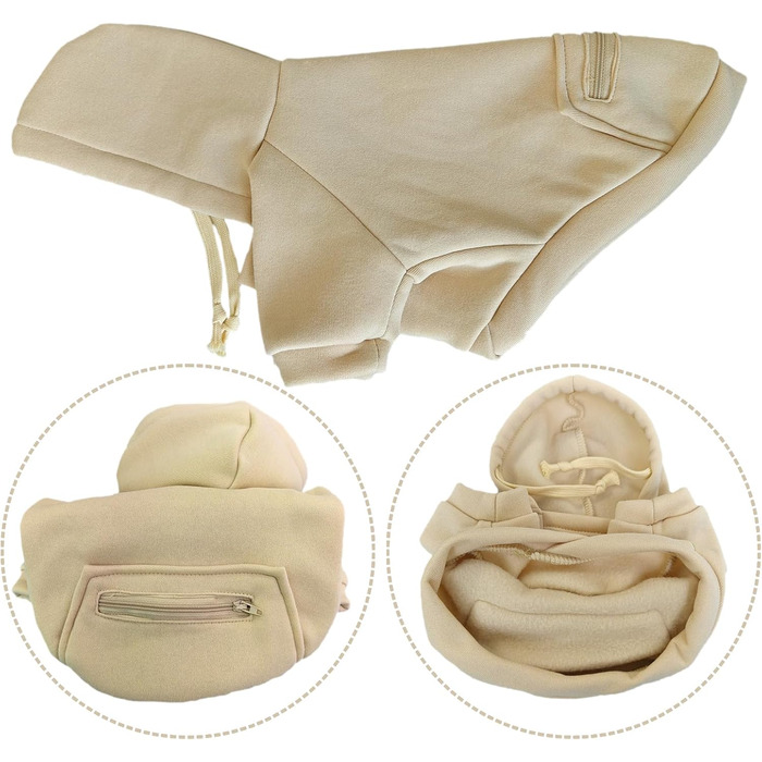 Теплий зимовий халат для собак з кишенею Jecikelon, худі для цуценят, одяг для маленьких собак, чихуахуа (Medium, Бежевий)