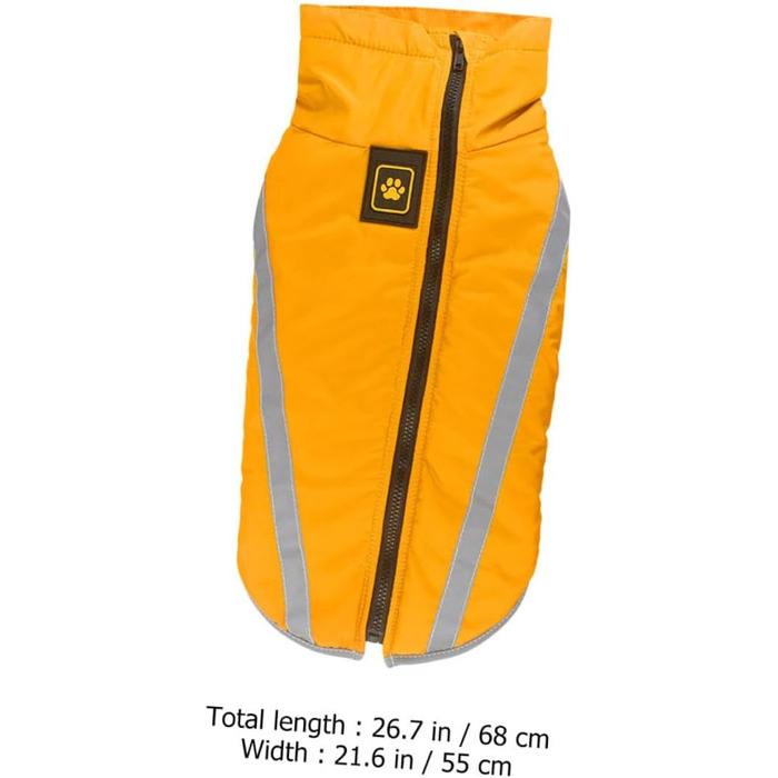 Зимовий теплий дощовик для собак з флісовою підкладкою та світловідбиваючими смугами. Теплий костюм для собак з високим коміром та отвором для повідка. Матеріал: поліестер.