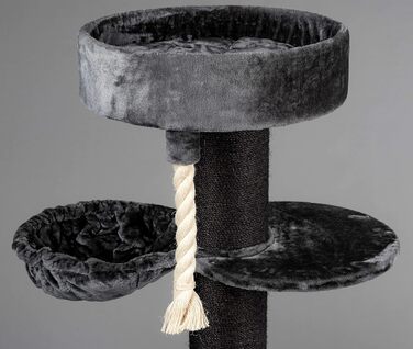 Котячий дряпак RHRQuality для великих котів Maine Coon Sleeper Blackline темно-сірий, з товстими 15 см сизалевими стовпами