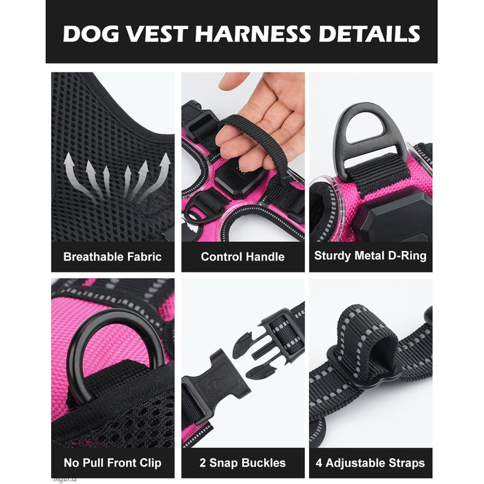 Світловідбиваючий нашийник для собак Joytale з LED, для середніх собак, без натягування, з ручкою, регульований, для нічних прогулянок, зелений, розмір M