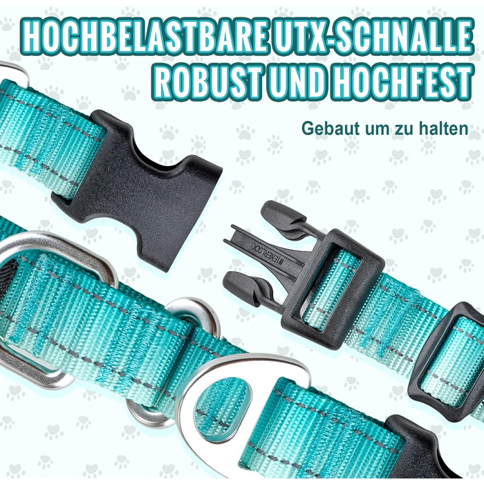 Відбиваюче нашийник для собак Martinage, нашийник-стоп для собак великих, середніх та малих порід, нашийник-стоп для Whippet, Greyhound, Saluki (Турквіс, S)
