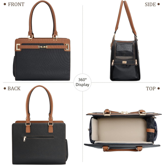 Сумка-переноска для собак та котів 2-в-1 (чорний/коричневий) - стильна та складна переноска для маленьких тварин