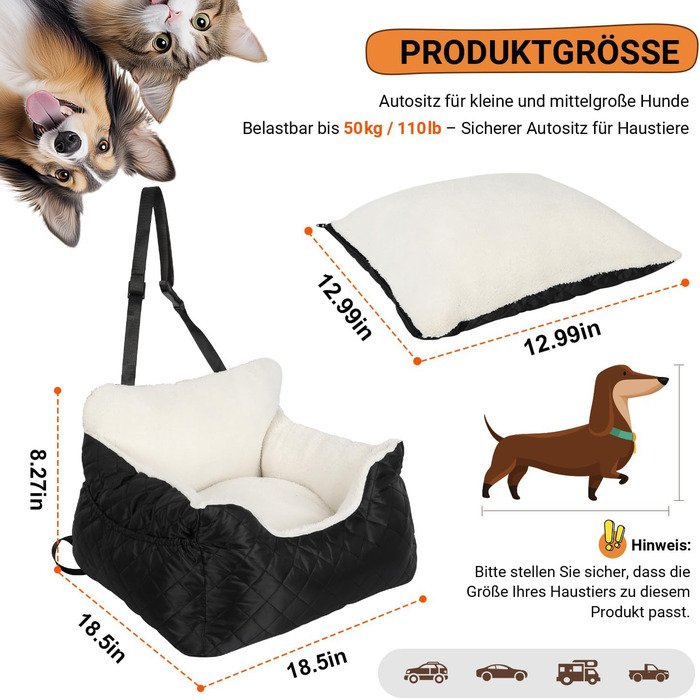 Автокрісло для собак Daromigo, лежанка-кошик для маленьких собак, безпечне автоліжко з неслизьким покриттям