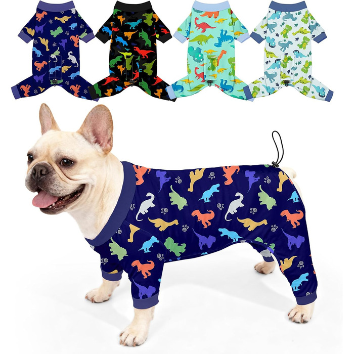 Піжама для собак Bienbee, 4 шт. (динозаври), розмір M, комплект, м'яка, дихаюча, для дрібних, середніх та великих собак, цуценят, хлопчиків та дівчаток