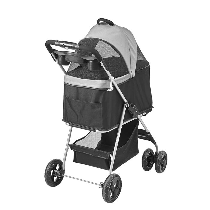 Візок для собак VEVOR, 79x46x102 см, до 16 кг, складаний, алюмінієвий каркас, Oxford 600D, сітчасті вікна, EVA колеса