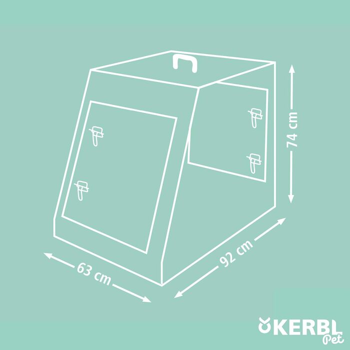 Транспортний бокс для собак Kerbl, чорний, 107x74x85 см, металевий, складна конструкція, з двома дверцятами, для подорожей та дому