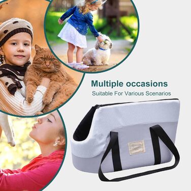 PETCUTE Сумка-переноска для собак, сіра, до 10 кг, з ременем безпеки та знімним підкладом