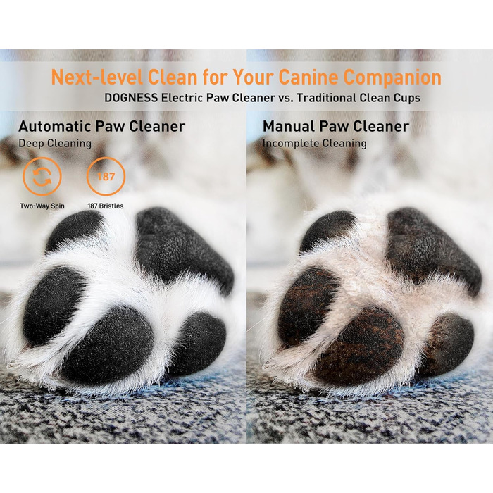 Автоматичний очищувач лап для великих собак DOGNESS, очищувач лап з силікону, Type-C, USB швидка зарядка, 360° очищувач лап для собак для масажу та догляду за брудних кігтів (Зелений)
