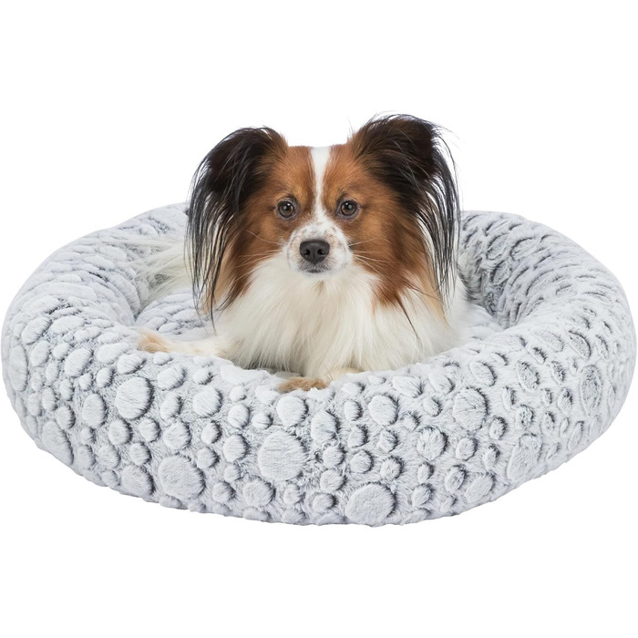 Ліжко для собак TRIXIE Mila, 50 см, біло-сіре - м'яке собаче ліжко з плюшу, кошик для маленьких собак, неслизьке, 38985