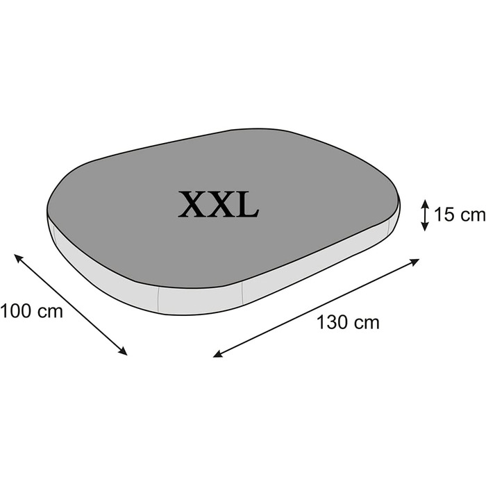 Матрац для собак овальної форми, Økoleinen - для маленьких, середніх та великих собак. Міцний, водонепроникний, з м'якою піною, для тварин, Outdoor & прання - 87x68x15cm (XXL - 130x100x15cm, Темно-сірий)