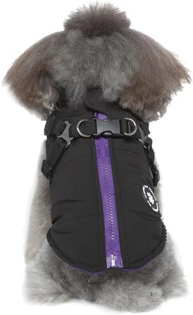 Тепла куртка для собак на блискавці, чорна, розмір S: двостороння, водонепроникна, вітрозахисна | Куртка для собак