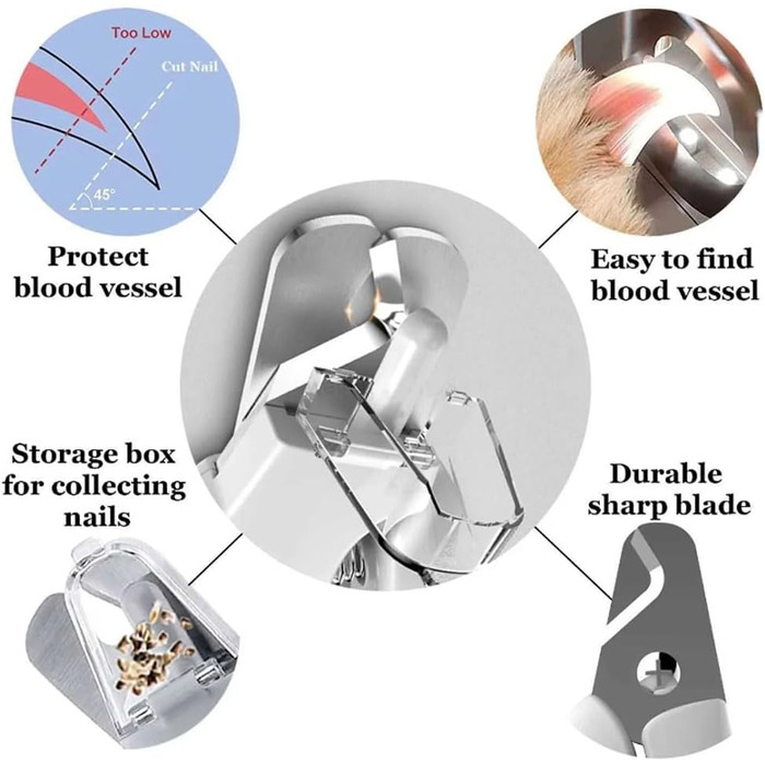 LUCKKY 2-в-1 тример для нігтів домашніх тварин: стригун та шліфувальник для собак та котів з LED-підсвіткою