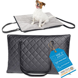 FREUDENTIER Килимок для собак на вулицю, складний | З м'якою поверхнею з штучної шкіри з корду | Легко миється, водо- та брудовідштовхуючий | Для подорожей, Made in EU (75x60 см)