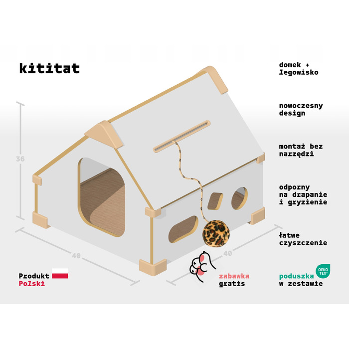 Kititat – будинок і лежак для кота 2в1, котяча будка