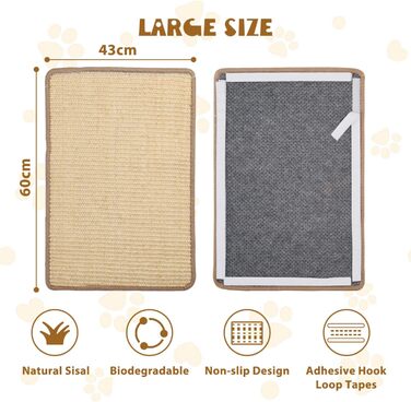 Килимок для дряпання котів Nobleza 2 шт. з сизалю, 60 x 40 см. Захист від подряпин меблів