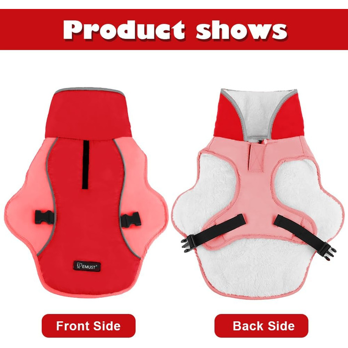 Зимова куртка для собак Emust, тепла та вітронепроникна, помаранчевого кольору, для середніх собак, розмір M