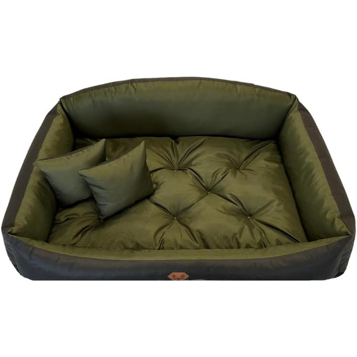 Ортопедичне ліжко для собак Dogs4Life: м'яке, миється, з можливістю персоналізації імені. Розміри S-XXL, колір хакі.