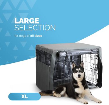 FurDreams чохол на клітку для собак XXL 122 см, вітрозахисний, з 2 дверима (передня та бічна), дихаюча сітка, для дресирування цуценят, міцний матеріал
