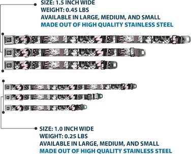 Нашийник для собак з пряжкою, мотив Бетмена, ланцюгові зв'язки, 33-45,7 см, ширина 3,8 см (Рожевий, Білий)