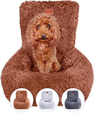 Автокрісло для собак Fluffy з ременем безпеки, чорне/біле, для малих, середніх і великих собак, знімний і праний чохол