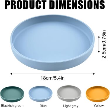 Набір мисок для котів (4 шт.), 18 см, силікон, для сухого та вологого корму (блакитний, жовтий, рожевий, сірий)