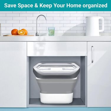 Контейнер для корму для собак, 8 кг, складаний, з кришкою та мірним ковпачком, герметичний, для зберігання