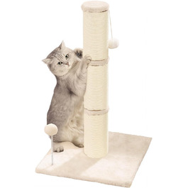 Котячий будиночок з дряпалкою Marchul для великих котів з м'яким плюшем та іграшкою, 68 см, бежевий