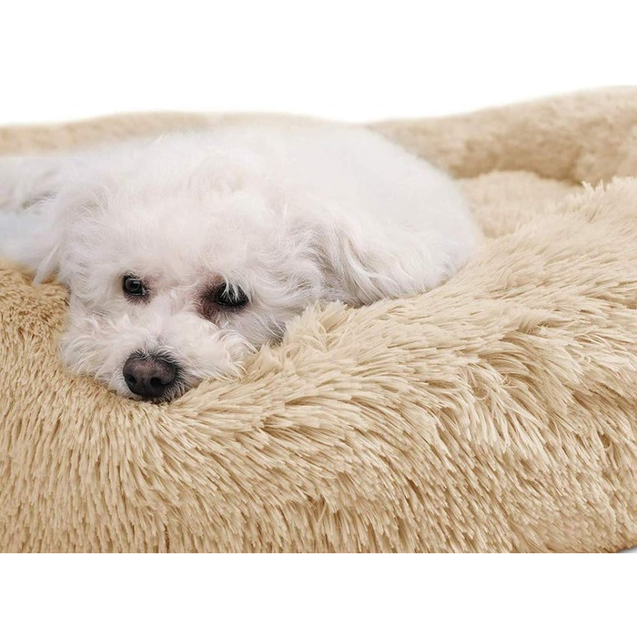 Кругле ліжко-гніздо для собак та котів, штучне хутро, Beige, 60 см