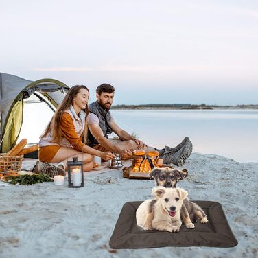 Транспортування лежанка для собак, килимки для собак у подорожі, 86 x 58 см, портативна лежанка для собак, лежанка для собак і котів, тепла ковдра для вулиці та дому, портативна лежанка для котів, складна, можна прати (колір: коричневий)