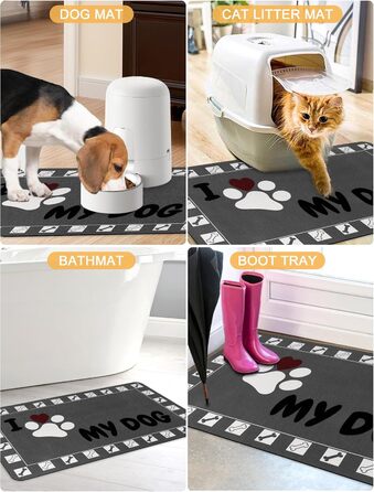 Підкладка під годівницю для собак та котів, 30 x 50 см, сіра, нековзна