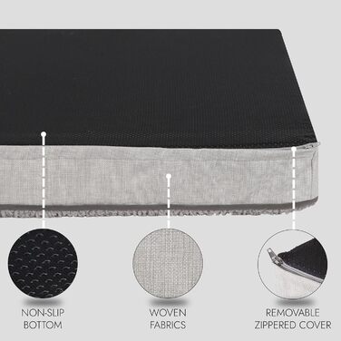 Ортопедичне ліжко для собак середнього розміру, вологостійке, з ультрам'якою піною, знімний, пральний чохол та неслизьке дно, білий та сірий колір, розмір Medium (31.4'L x 23.6'W x 3.1'H)