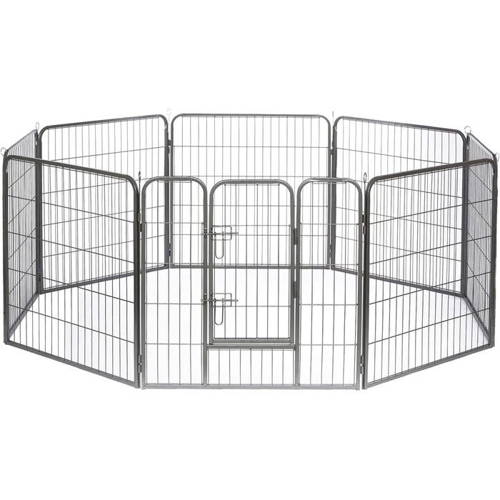 Клітка для цуценят та дрібних тварин Lionto, 80x80 см, розширювана, для дому та саду, з дверцятами та засувом, 8 елементів