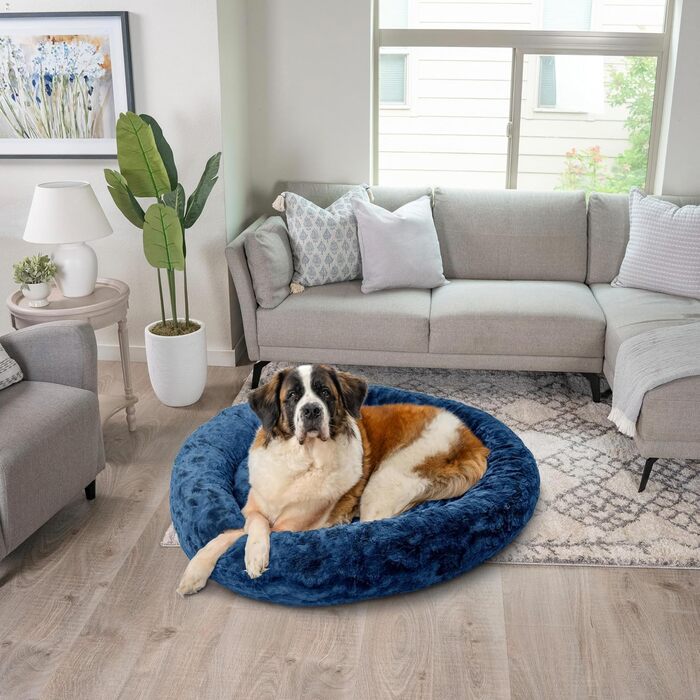 Лежак для котів і собак Best Friends by Sheri Calming Donut XL, штучне хутро, морський синій, 45x45 см