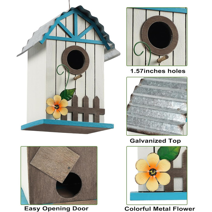 Дерев'яний будиночок для птахів Vogelhaus - годівниця та гніздовий ящик для диких птахів (28x18.5x31.5 см)
