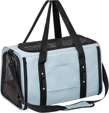 Транспортна сумка Petsfit для котів та собак, складана переноска для собак та котів, дихаюча переноска для собак, авіапереноска для домашніх тварин в авто, літаку або потягу, сірий, зелений колір