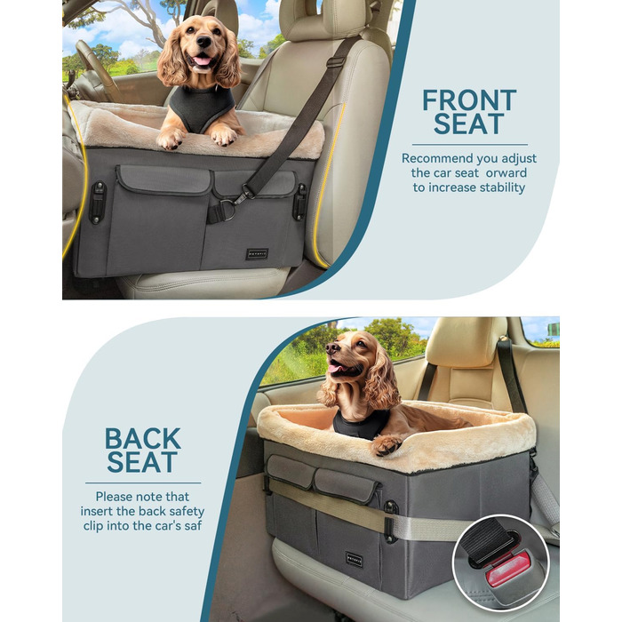 Автокрісло для собак Petsfit - сіре, M - для середніх та 2 маленьких собак
