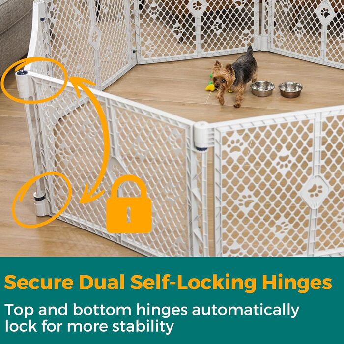 Вольєр для собак MYPET з 8 панелей, сірий, довговічний та стійкий до УФ-випромінювання, портативний, регульований, зручний для тварин, дизайн з відбитком лапки