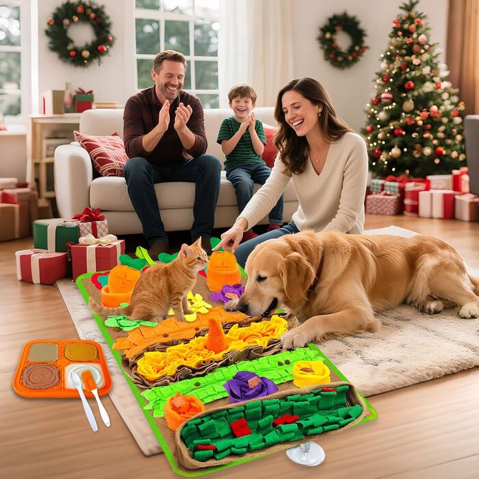 Нюхальна килимок для собак великих порід та силіконовий килимок для ласощів, інтерактивна іграшка-головоломка, щоб зайняти собаку, розвиваюча нюхальна килимок для повільного годування. Розміри: 76,2 x 45,7 см (килимок) + 20,3 x 20,3 см (силіконовий килимо