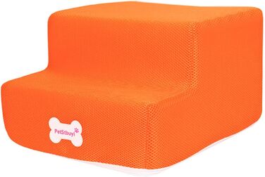 Сходинки для собак на 2 ступені для ліжка та дивану, 20 см, широкі, для маленьких, старих, великих собак та котів, стабільні, неслизькі, з можливістю прання, помаранчеві