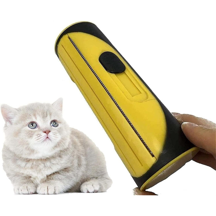 Щітка для видалення підшерстка собак 3-в-1, для собак та котів, з масажним ефектом (жовта)