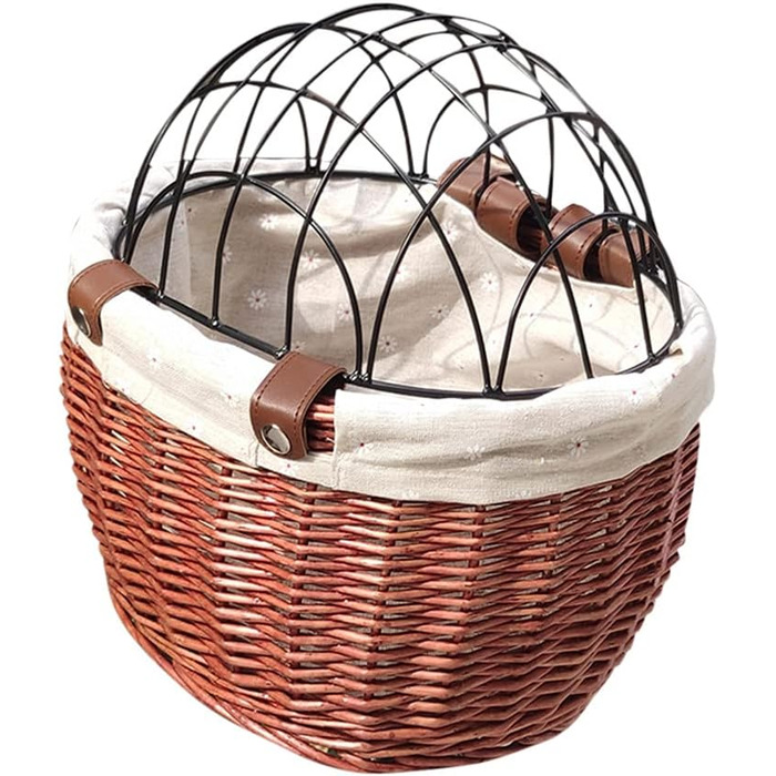 Плетенний велосипедний кошик з лози, водовідштовхувальний, для котів та собак, багатофункціональний з металевою сіткою, легкий в установці