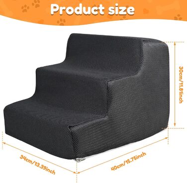 Сходинки для тварин BAODBF: 3 сходинки, 30 см, для собак та котів, миються, неслизькі, сірого кольору