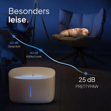 Тринкувач для собак Pretty PAW® з LED-підсвіткою та фільтром | 7 л, BPA-free | Білий (Бежевий)